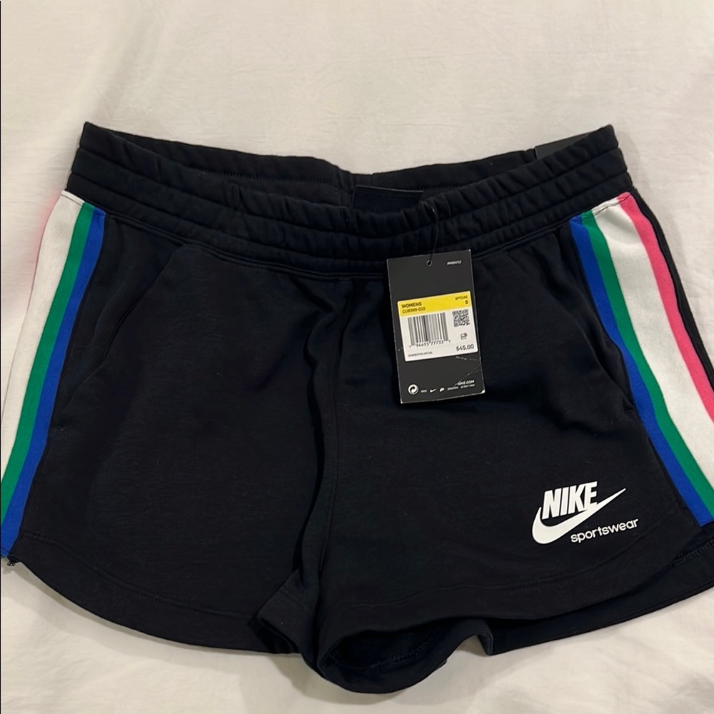 Nike Women's Black Shorts with Multicolor Stripes